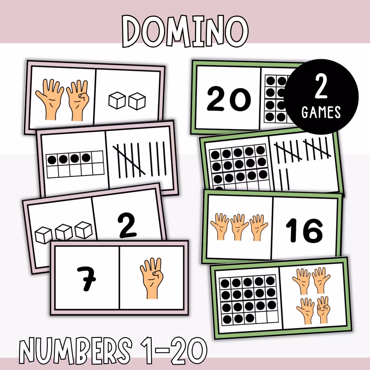 Domino Numbers 1-20 - Match Quantities (2 Games)