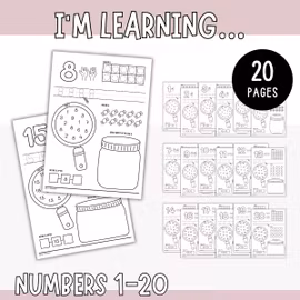 Learning Numbers 1-20 - Worksheets for Kids