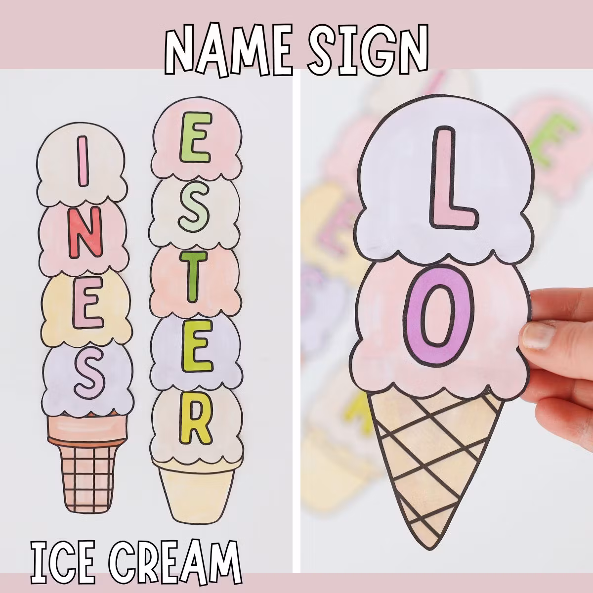 Printable Ice Cream Name Sign Craft for Kids
