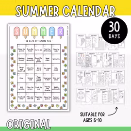 Summer Holiday Activity Calendar for Kids - 30 Days (Original)