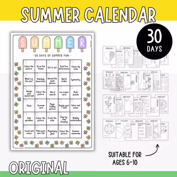Summer Holiday Activity Calendar for Kids - 30 Days (Original)