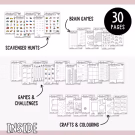 Road Trip Activity Pack for Kids - Scavenger Hunts, Games, Puzzles & Crafts