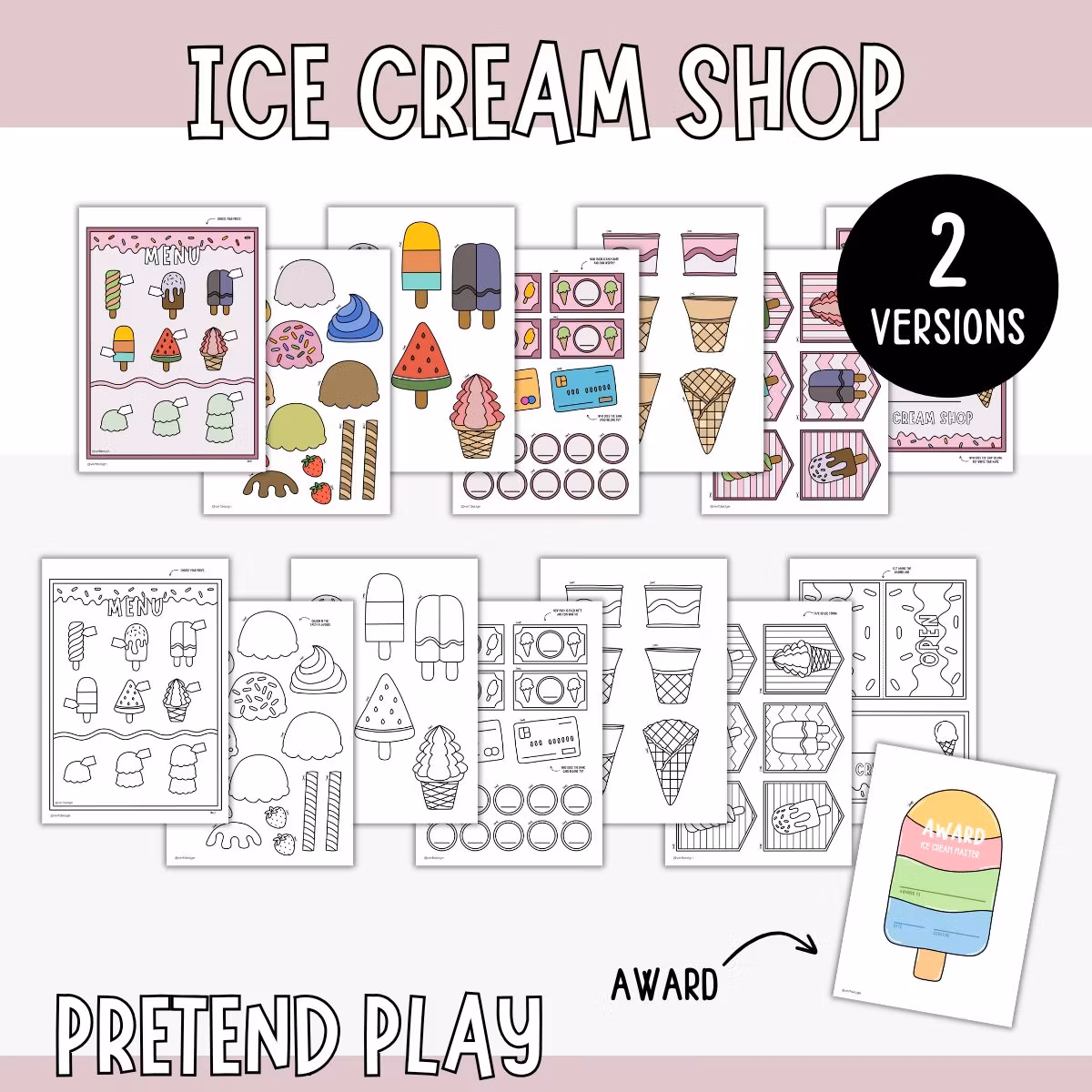Ice Cream Shop Play Kit - Pretend Play Printables