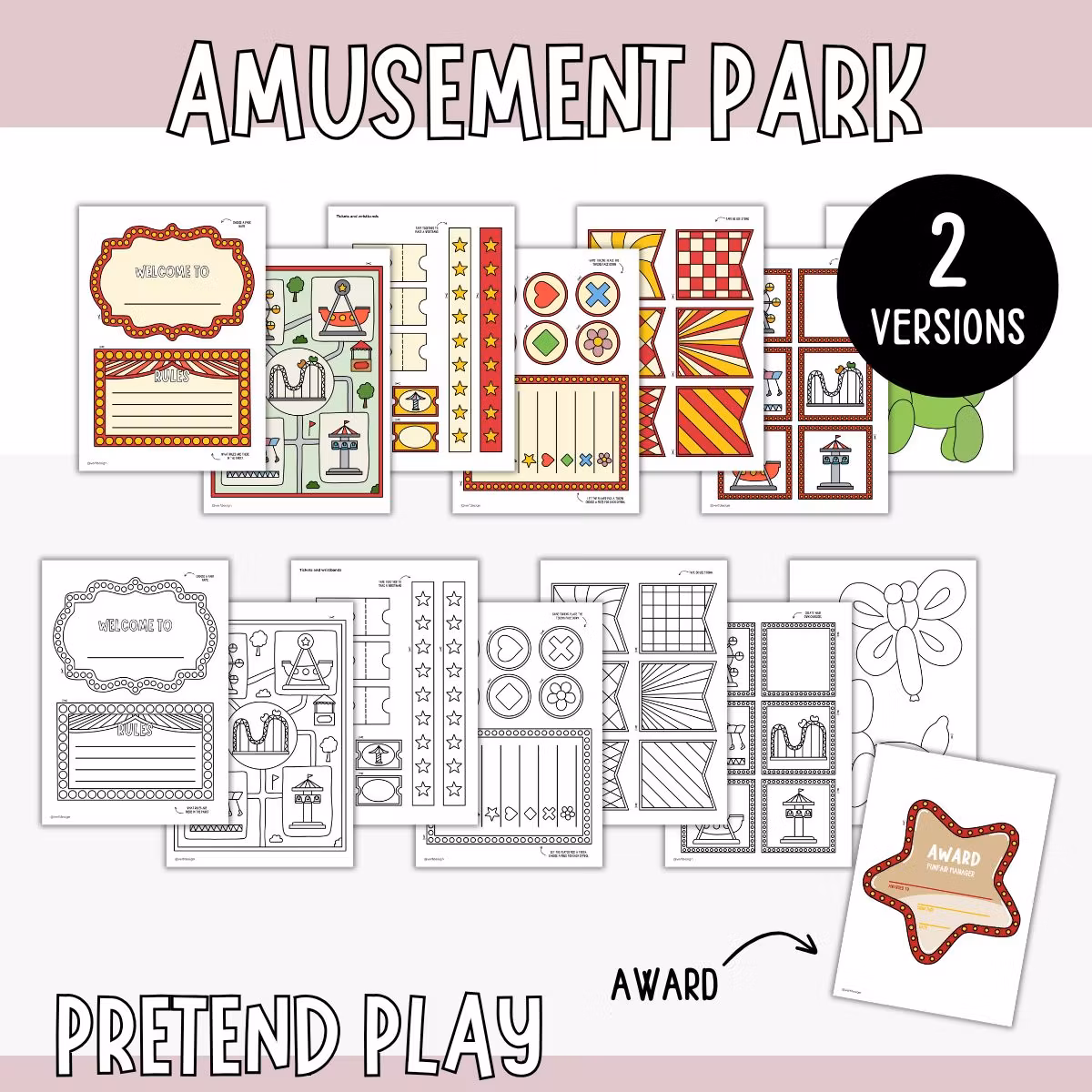 Amusement Park Play Kit - Pretend Play Printables