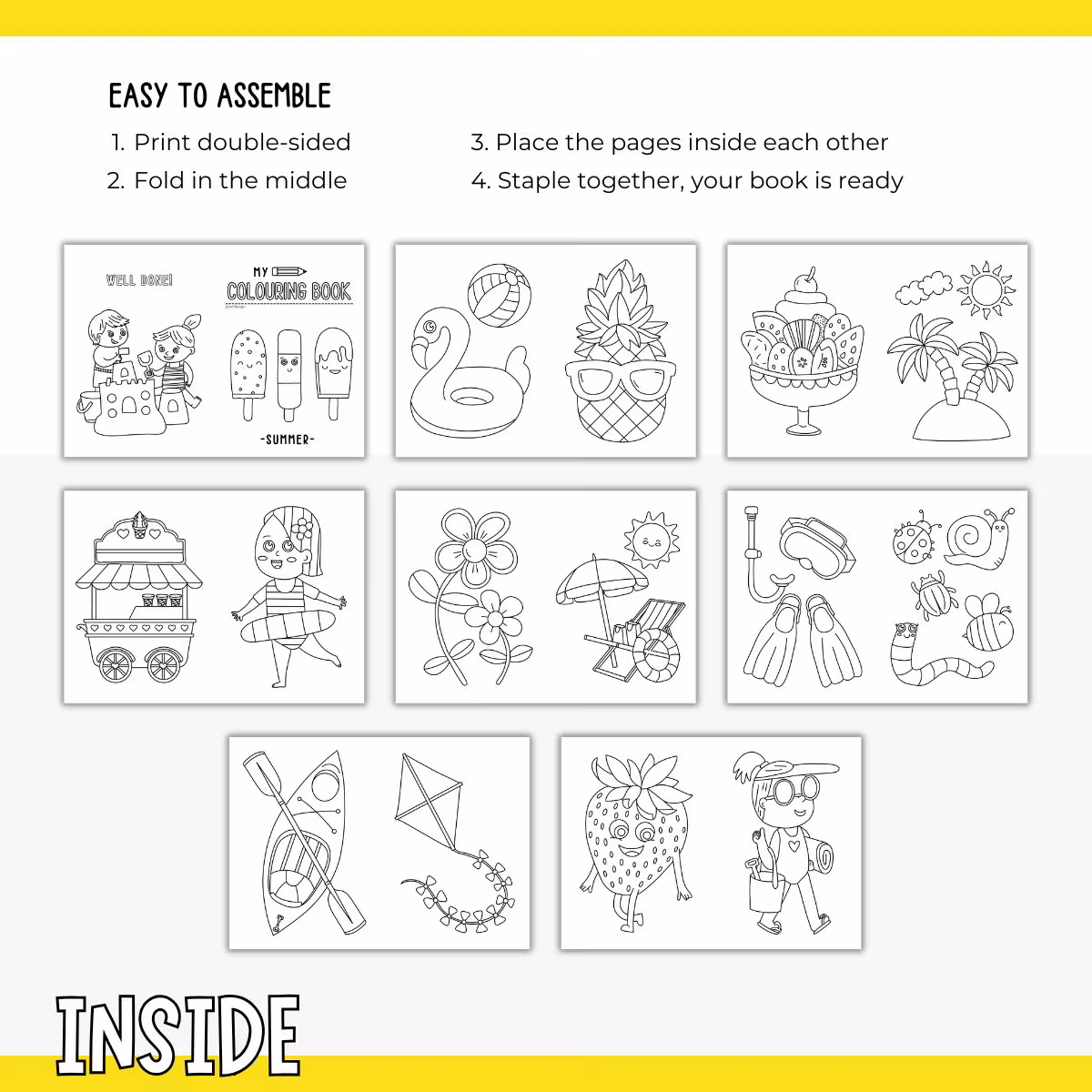 Summer Colouring Book Printable - 16 Colouring Pages