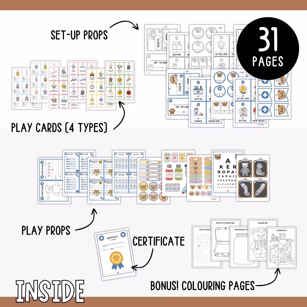 Play with Soft Toys - Hospital Pretend Play Printable