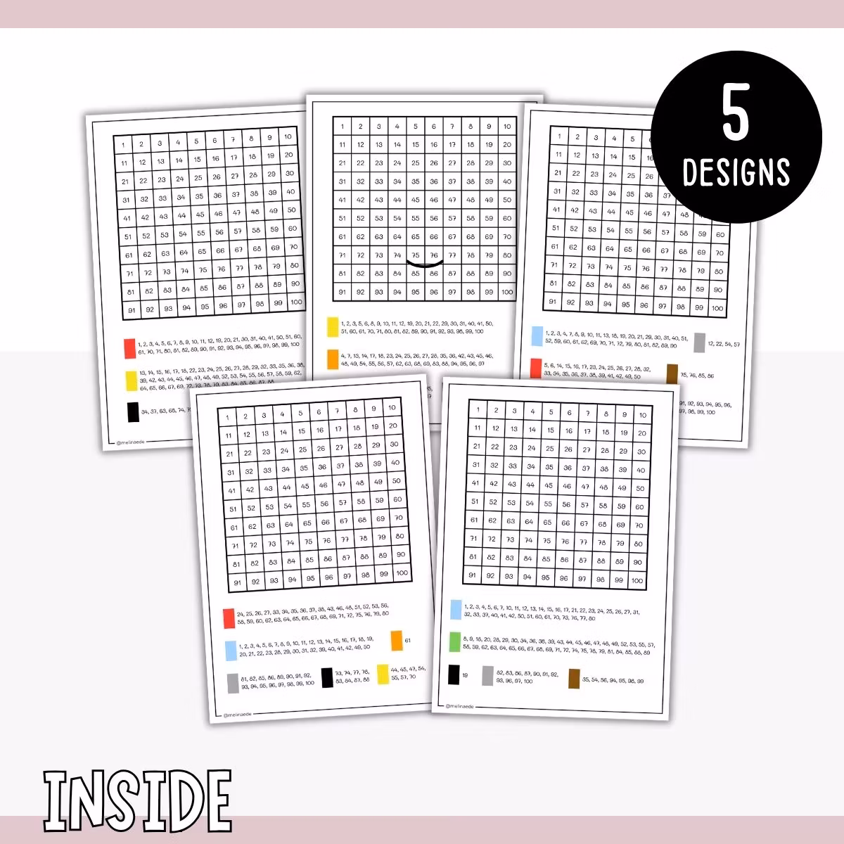 Colour by Number 100 Chart - Pixel Art for Kids