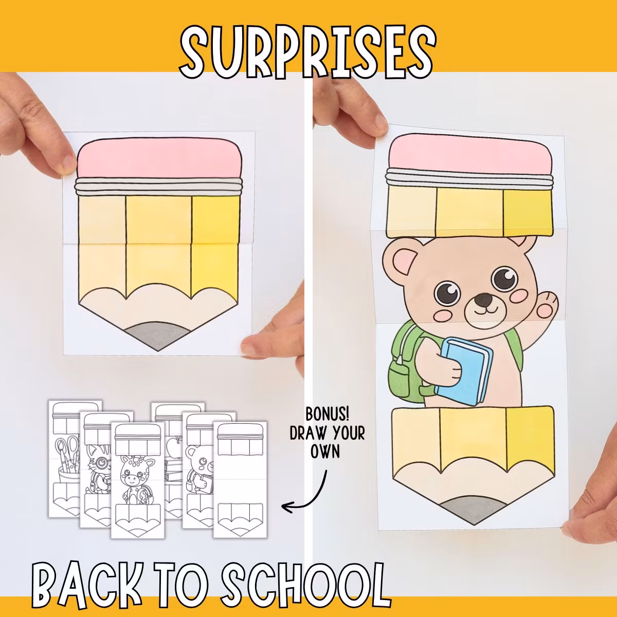 Printable Back to School Colouring Fun - Pencil Craft for Kids
