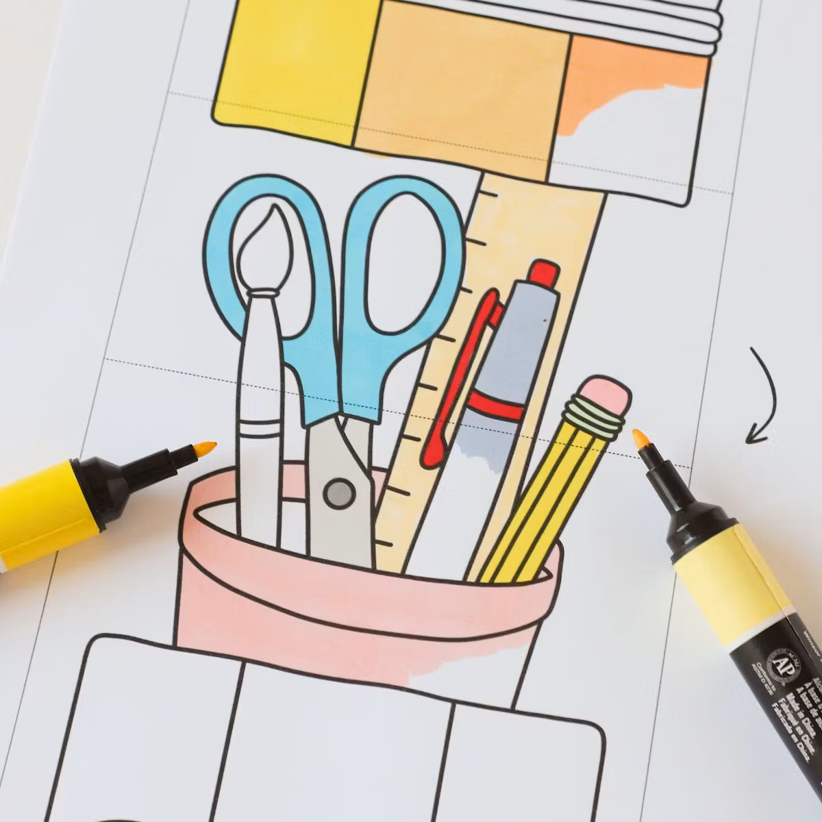Printable Back to School Colouring Fun - Pencil Craft for Kids