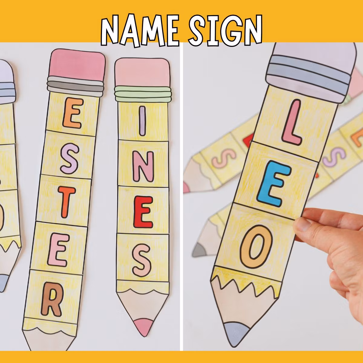 Printable Pencil Name Sign Craft for Kids