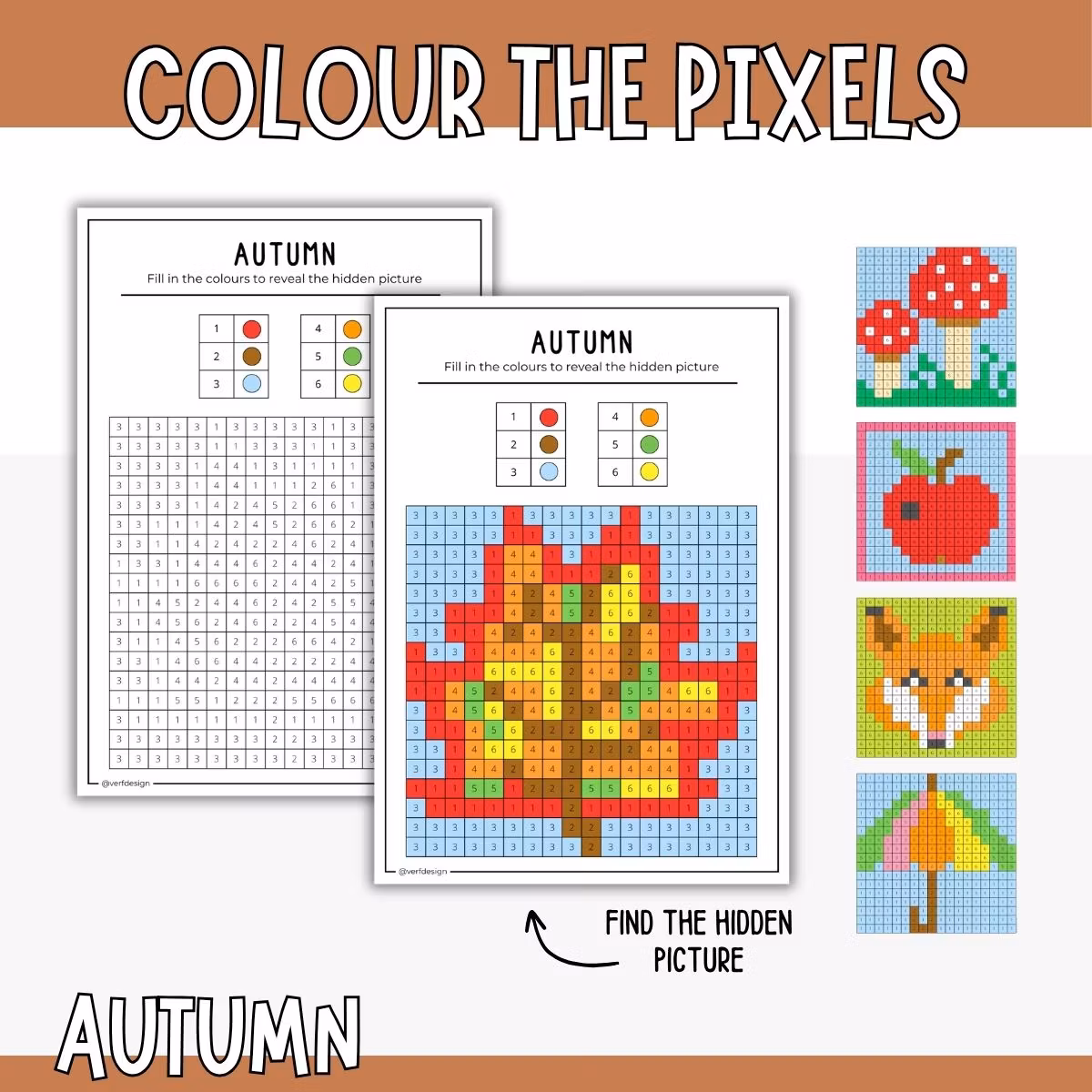 Autumn Pixel Art - Printable Craft for Kids