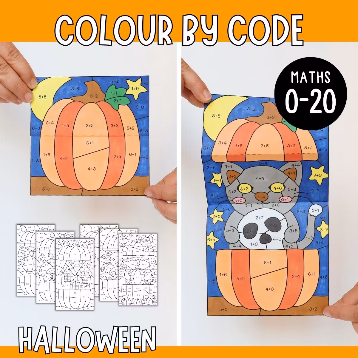 Colour by Code Maths to 20 (Addition & Subtraction) - Halloween