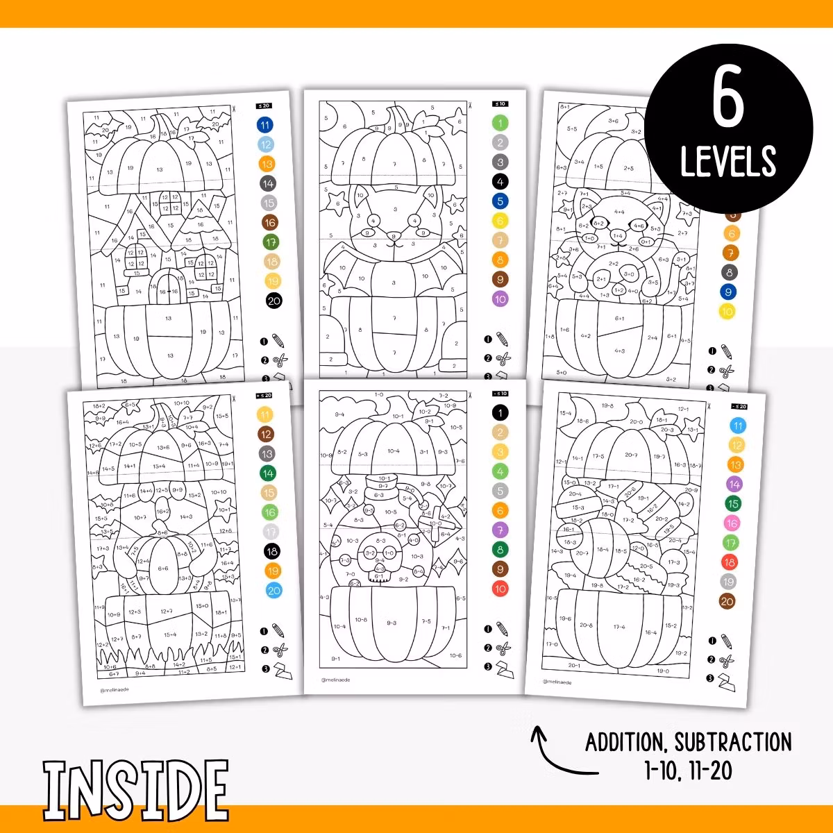 Colour by Code Maths to 20 (Addition & Subtraction) - Halloween