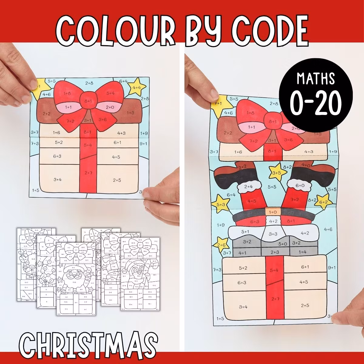 Colour by Code Maths to 20 (Addition & Subtraction) - Christmas