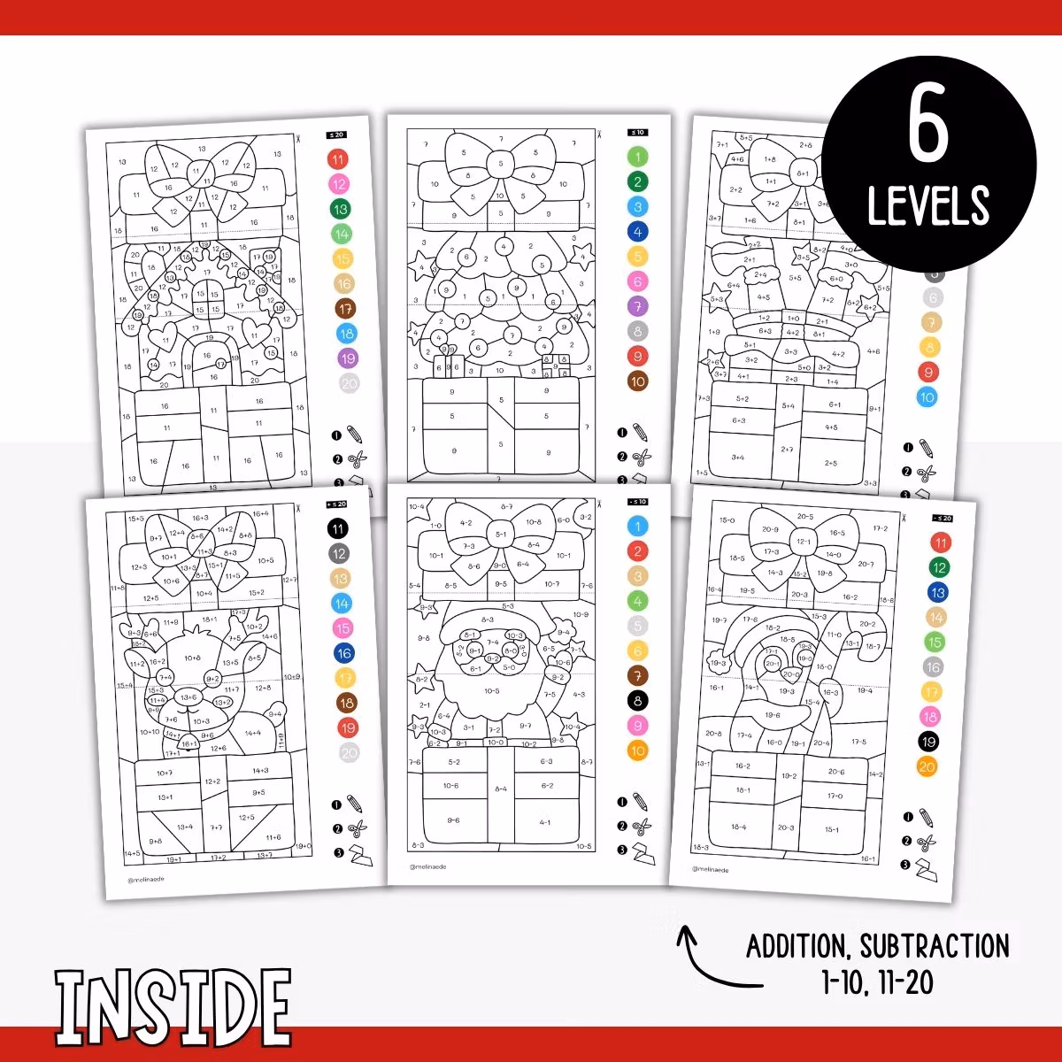 Colour by Code Maths to 20 (Addition & Subtraction) - Christmas