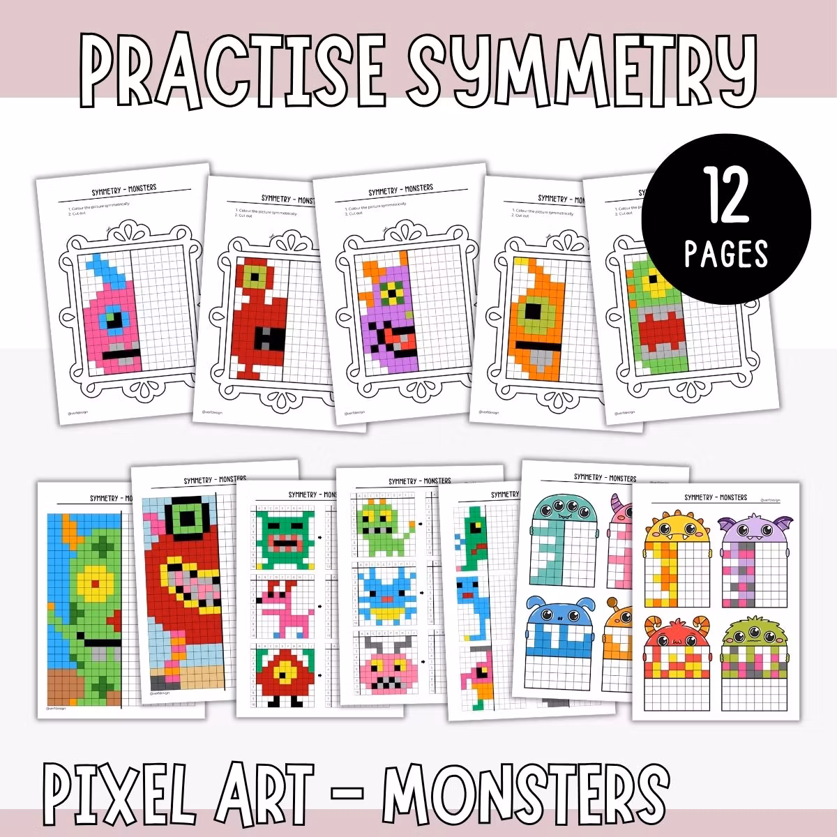 Symmetry Pixel Pictures - Monsters