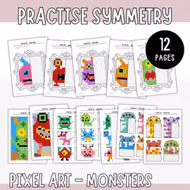 Symmetry Pixel Pictures - Monsters