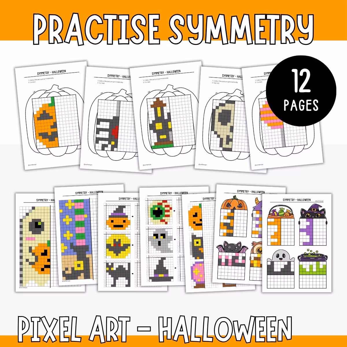 Symmetry Pixel Pictures - Halloween
