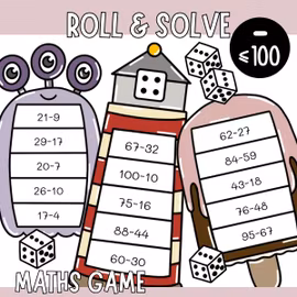 Roll & Solve (10 Maths Games) - Subtraction Within 100