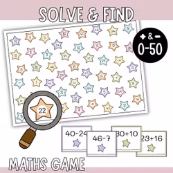 Solve & Find - Addition & Subtraction Within 50