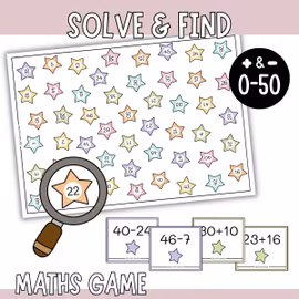 Solve & Find - Addition & Subtraction Within 50