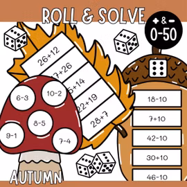10 Autumn Maths Games - Roll & Solve