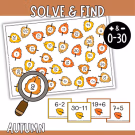 Solve & Find - Autumn Addition & Subtraction Within 30
