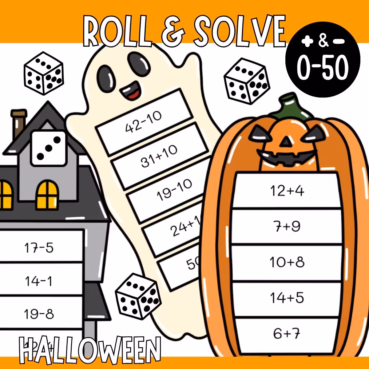 10 Halloween Maths Games - Roll & Solve