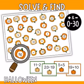 Solve & Find - Halloween Addition & Subtraction Within 30