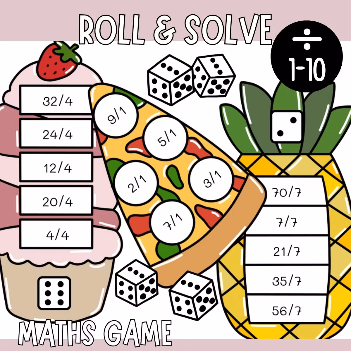 Roll & Solve (10 Maths Games) - Division Facts 1-10