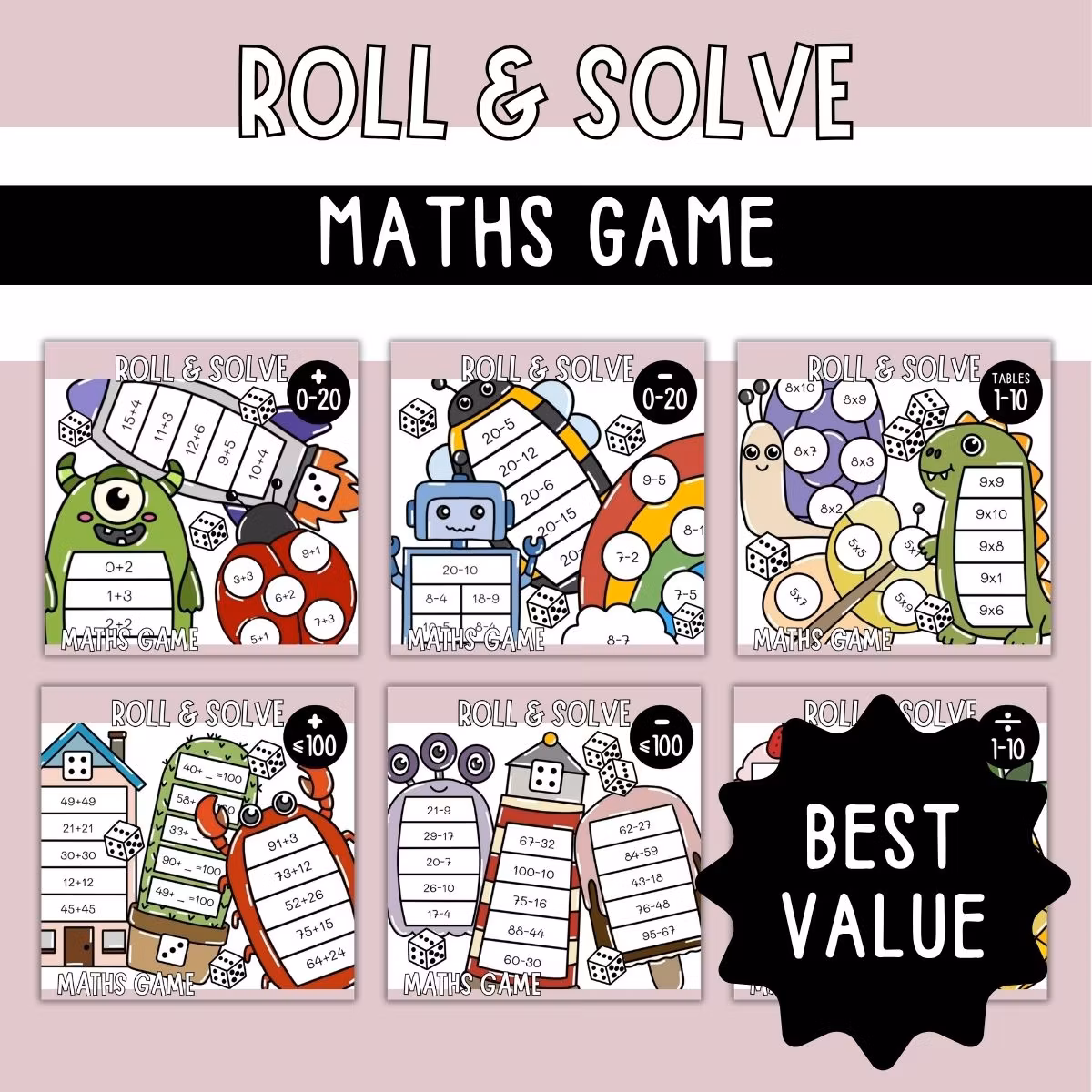 Roll & Solve - Maths Games Bundle