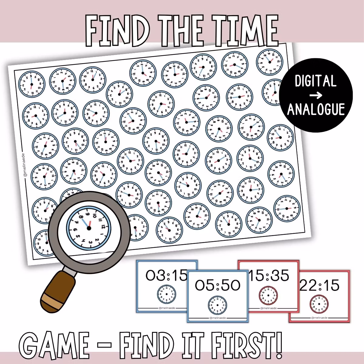Find the Time - Digital and Analogue Clock Matching Game