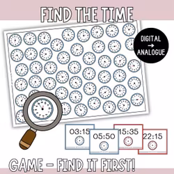 Find the Time - Digital and Analogue Clock Matching Game