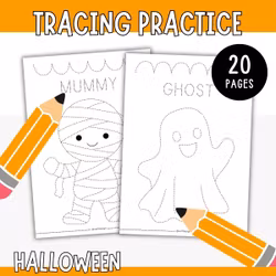Halloween Tracing Practice - Fine Motor Worksheets (20 Pages)