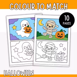 Halloween Colour to Match - Colouring Worksheets (10 Designs)