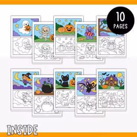 Halloween Colour to Match - Colouring Worksheets (10 Designs)