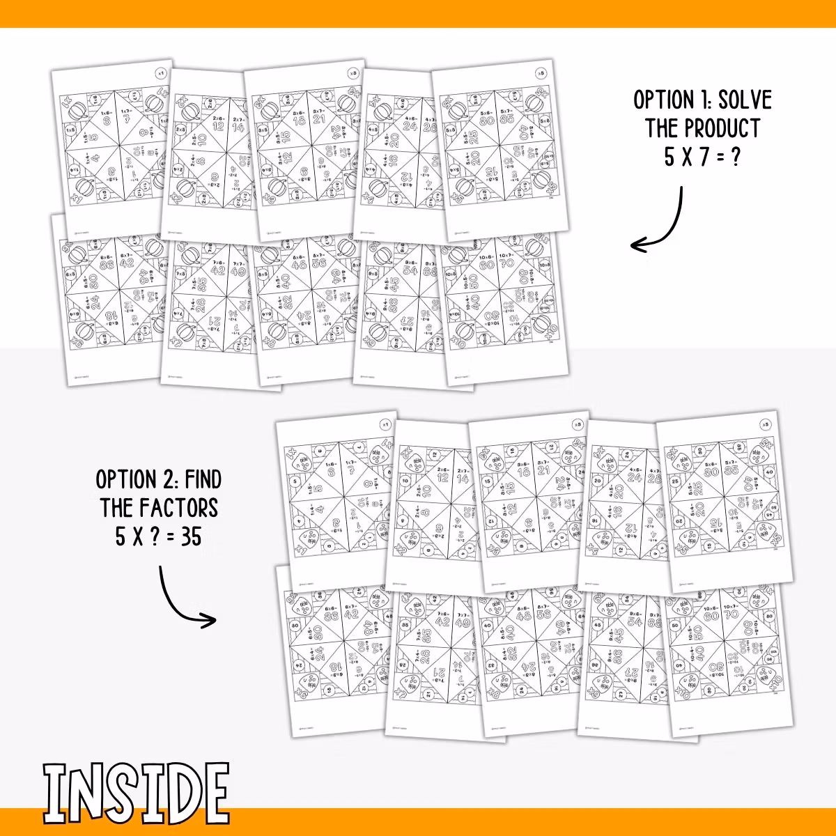 Halloween Multiplication Fortune Tellers - Times Tables 1-10