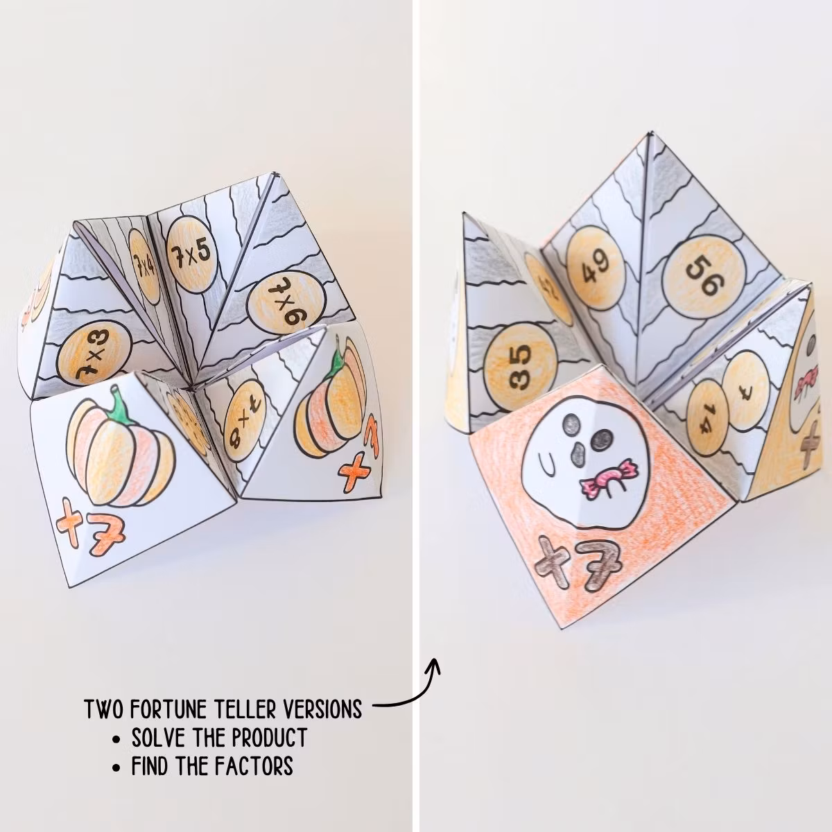Halloween Multiplication Fortune Tellers - Times Tables 1-10