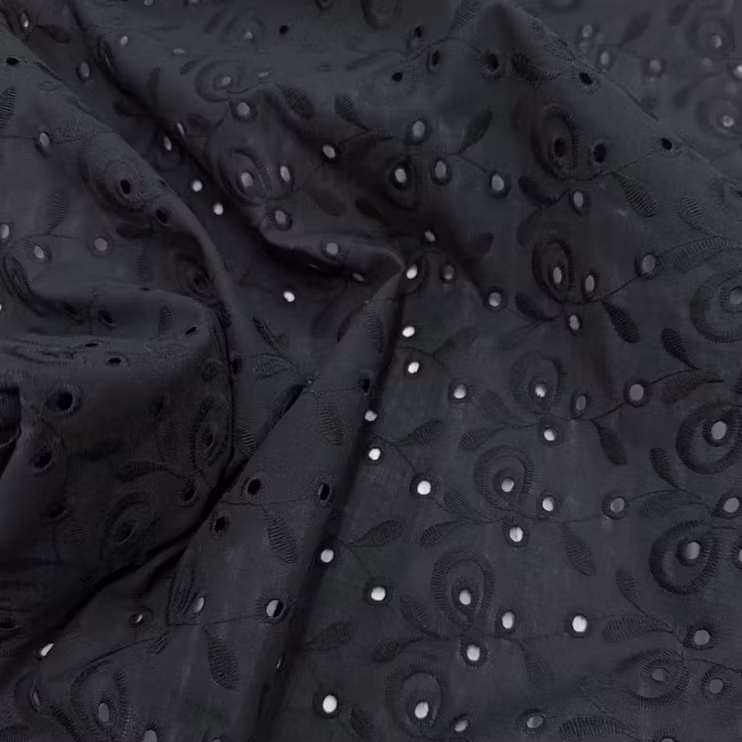 3m Engelskt broderi, bom, Svart, litet vävfel!