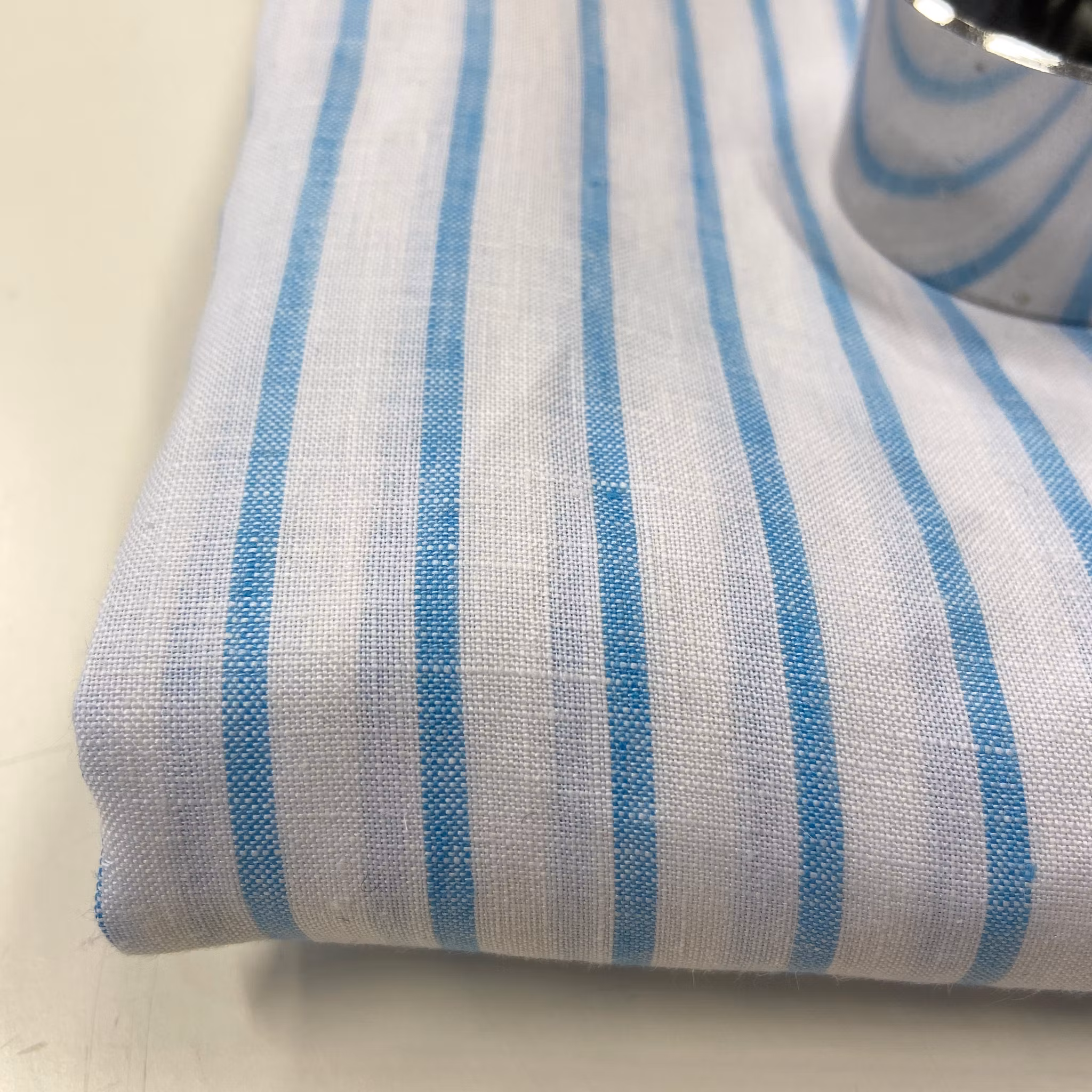 2m Linne Vit/ljusturkos långrandig