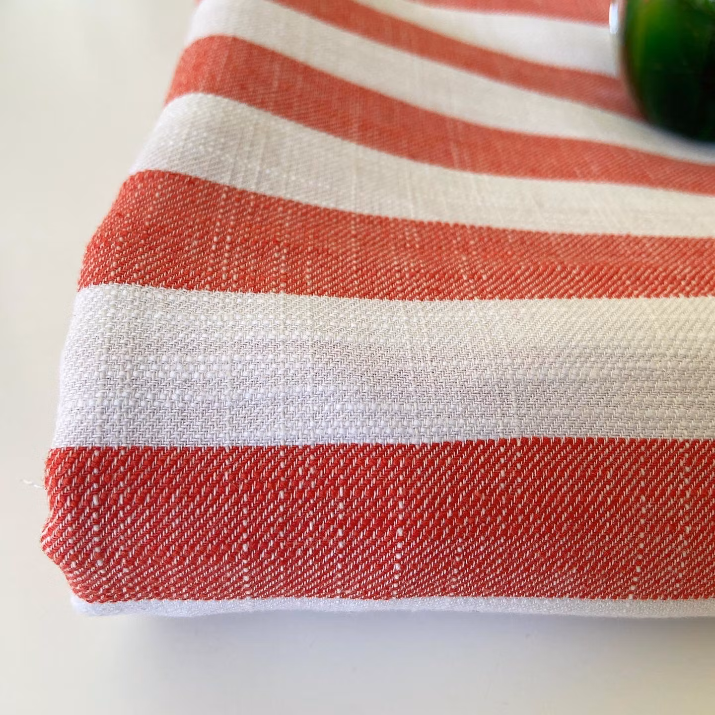 2,6m Bomull/lin, blockrand, röd/vit