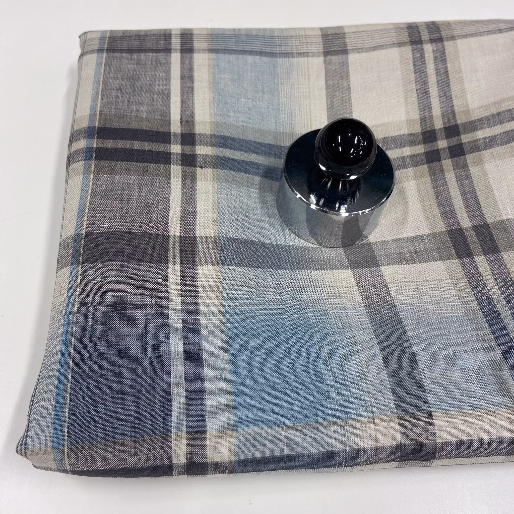 3m Linne Beige/Grå/Ljusblå Rutig