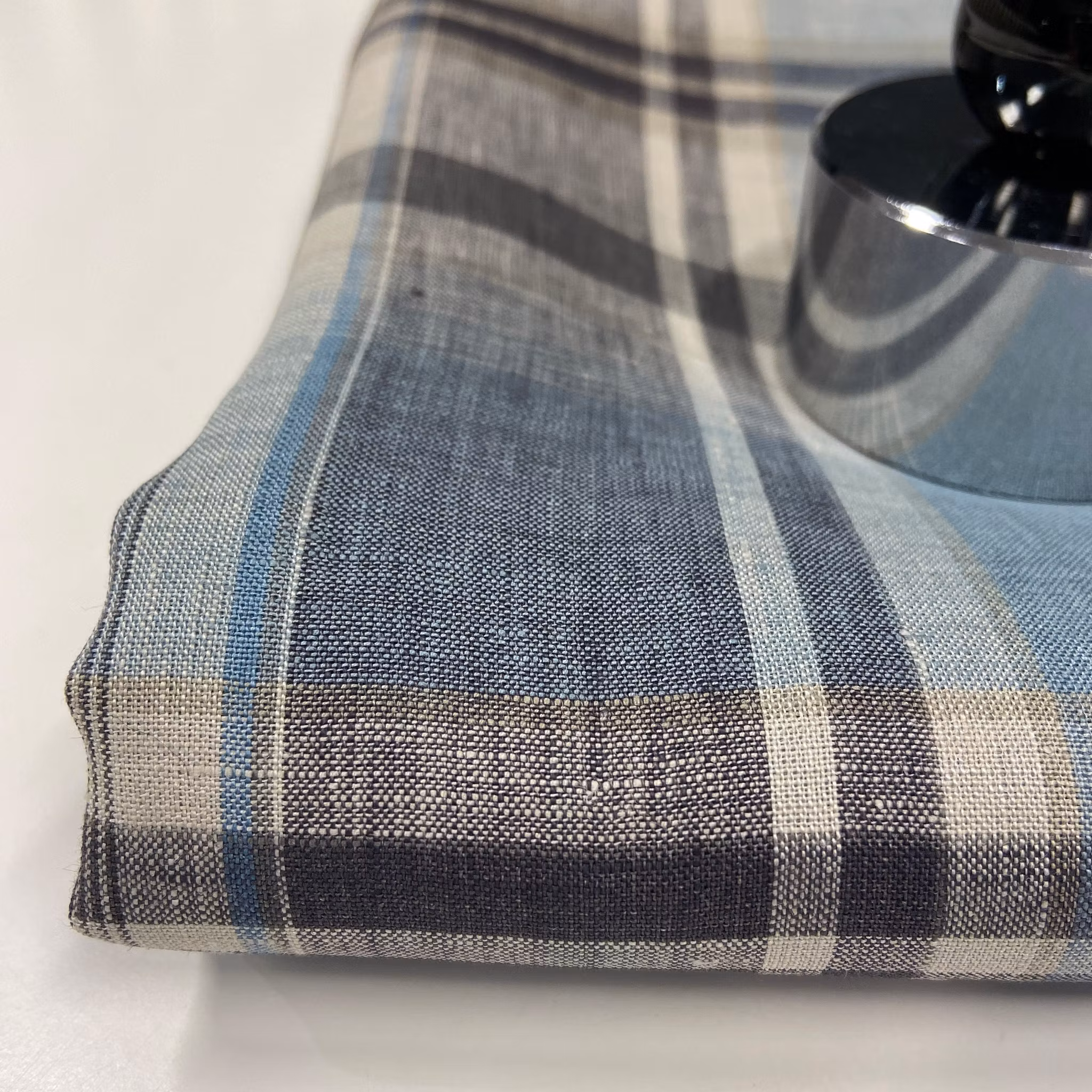 3m Linne Beige/Grå/Ljusblå Rutig