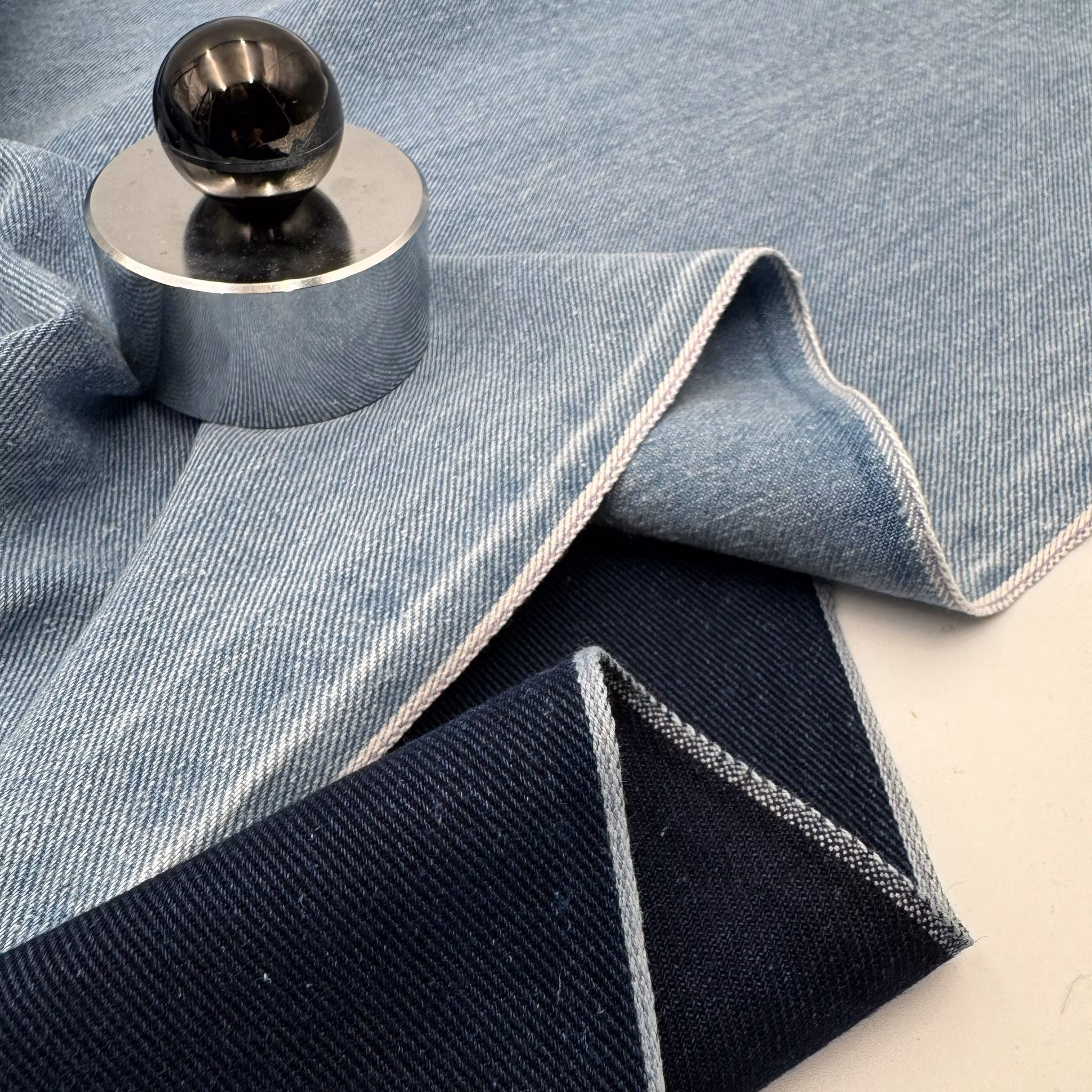 3m Selvedge ekodenim ljusblå tvättad Pangai* grov tråd i kanten