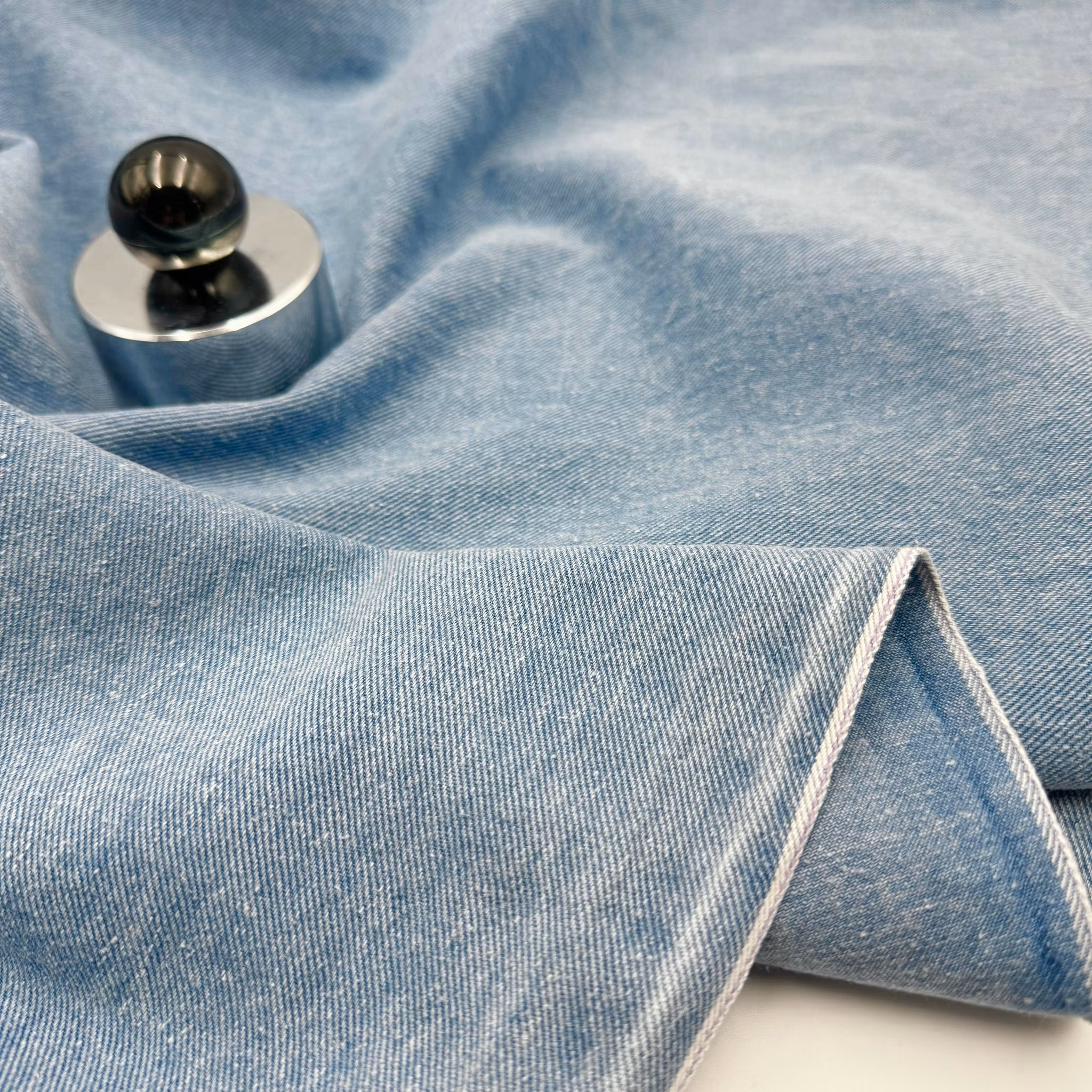 3m Selvedge ekodenim ljusblå tvättad Pangai* grov tråd i kanten