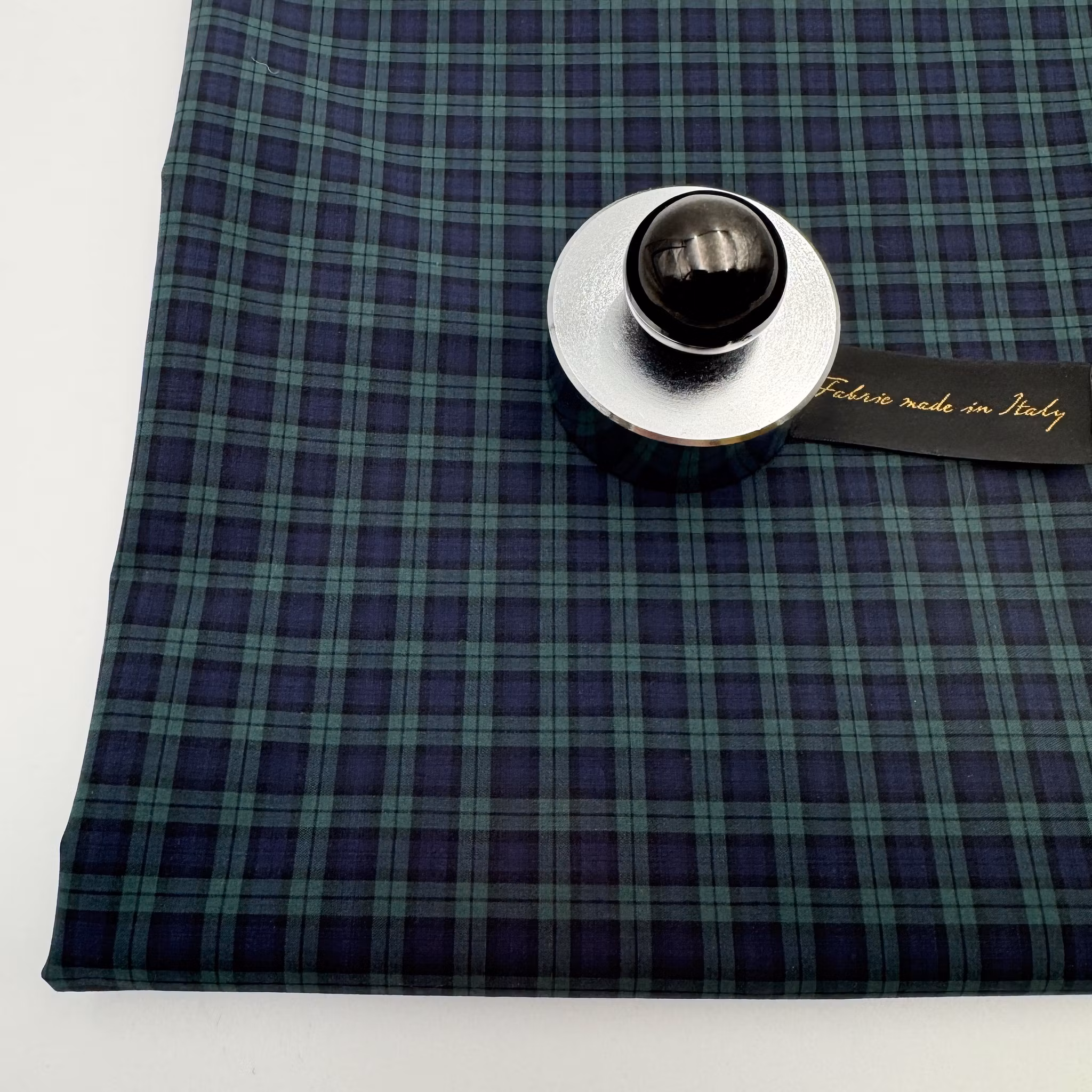 1,6m  Bomull blå/svart/grön ruta Cacharell* med klipp i kanten