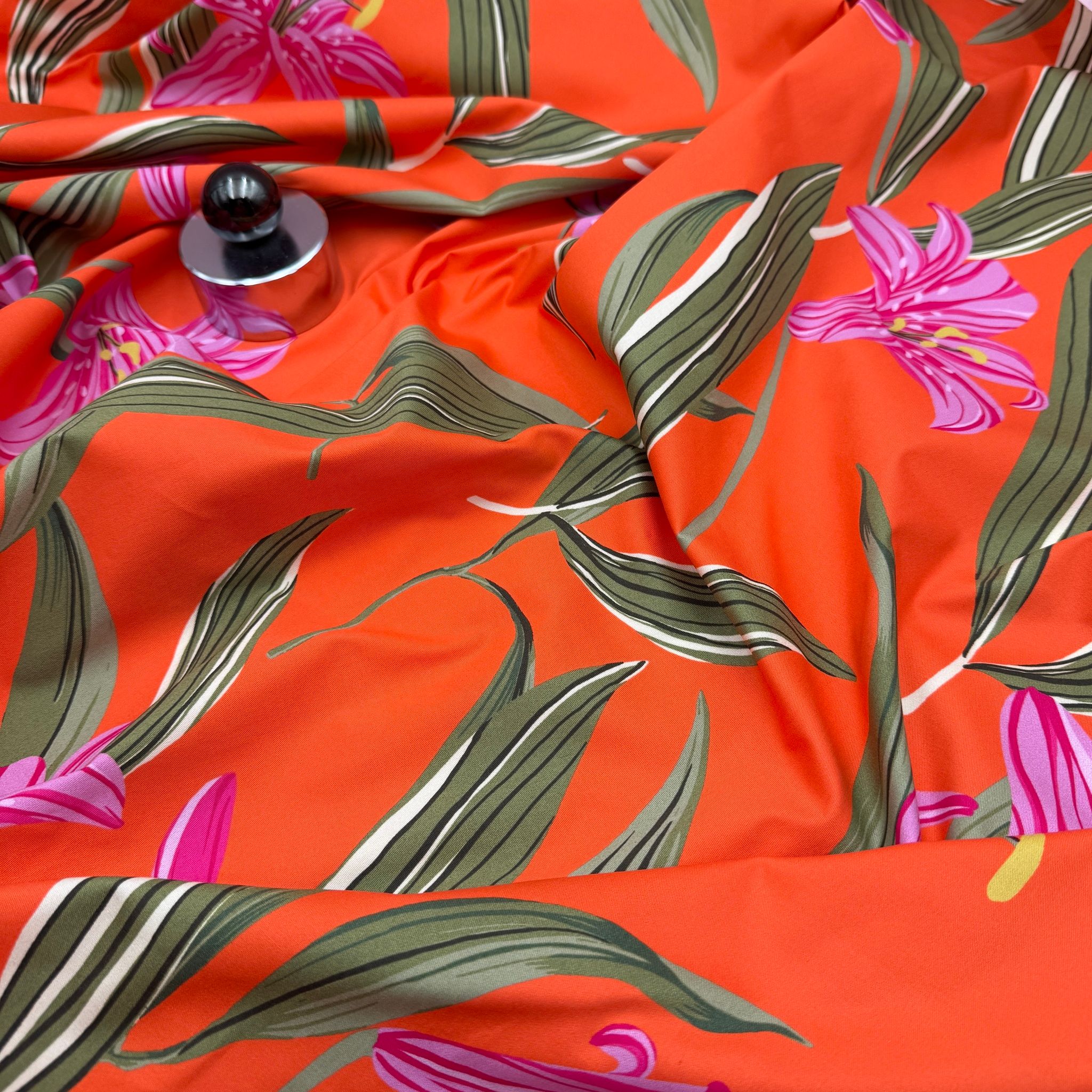 2m Bomull/elastan orange storblommig Hugo B***