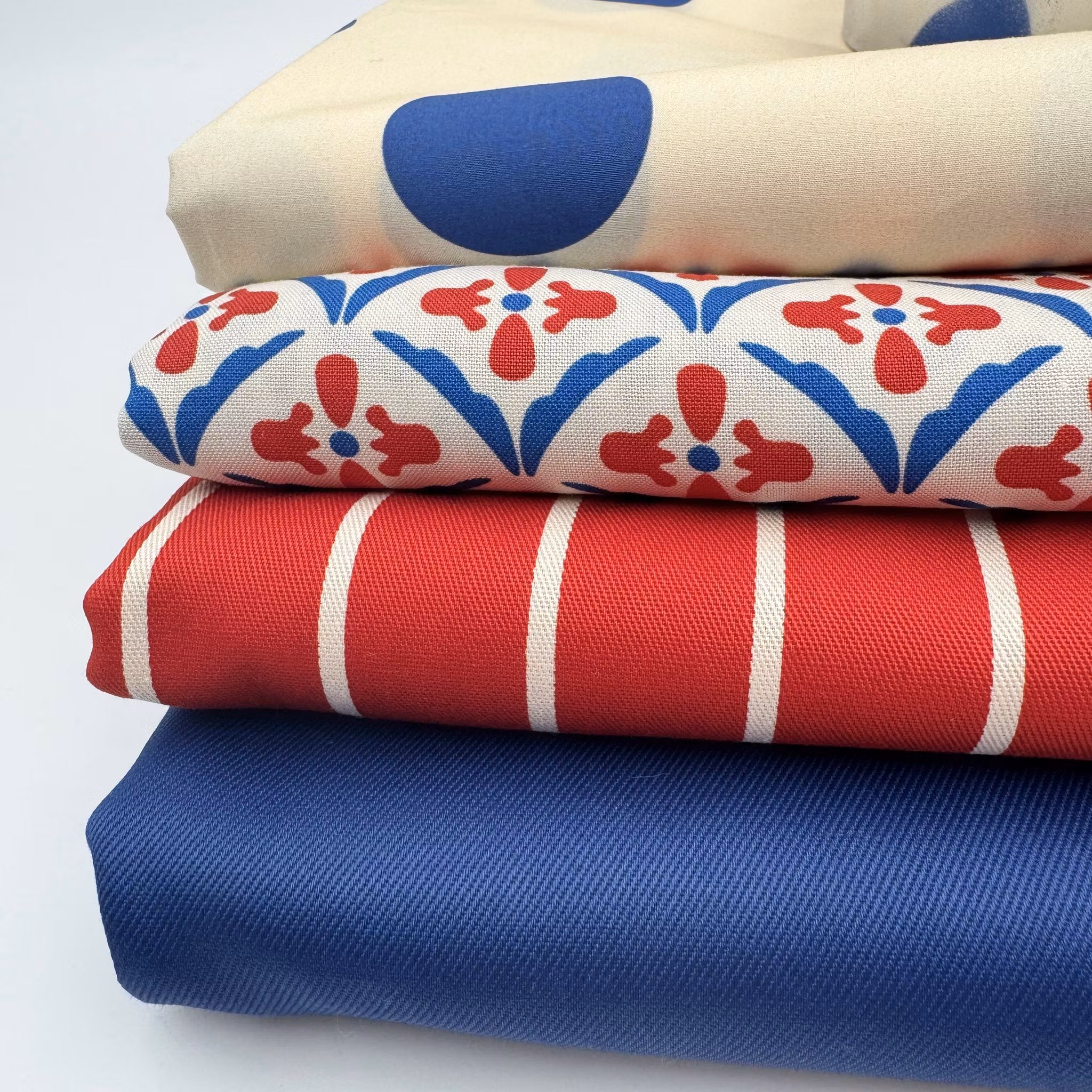 1,5m Bomullstwill röd/vit rand