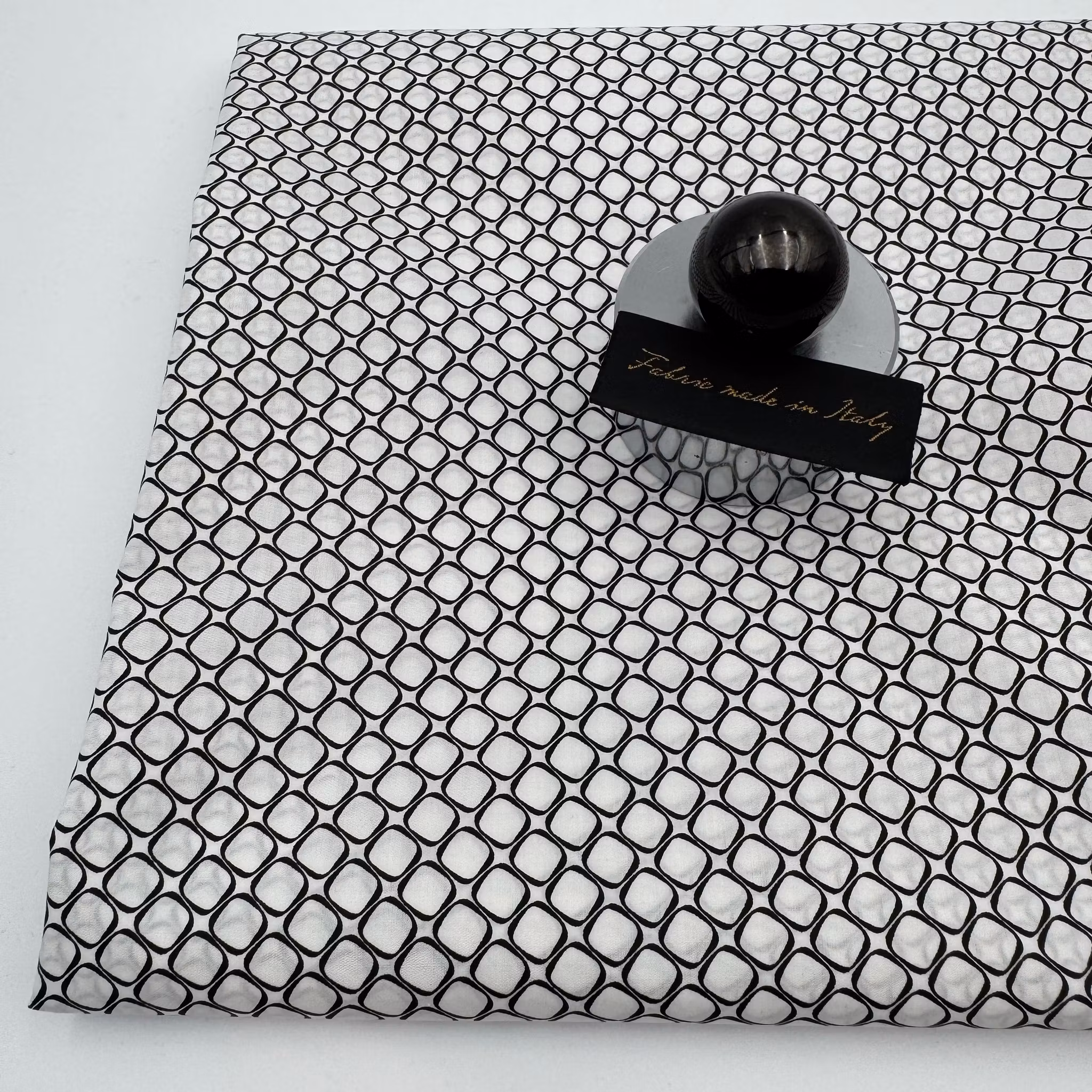 1,5m Bomullspoplin vit/svart Etr*