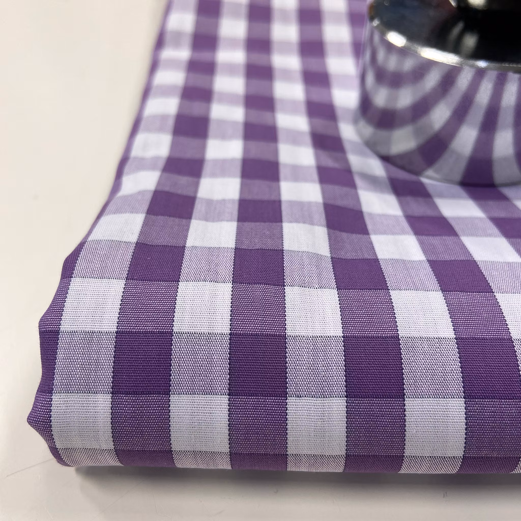 0,85m  Bomull Vit/Lila Rutig